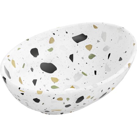 Mexen Elza Aufsatzwaschbecken 40 x 33 cm, weißer Terrazzo-Stein - 21014083