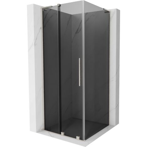 Mexen Velar L Duschkabine schiebbar 100 x 100 cm, graphit, gebürsteter Nickel - 871-100-100-43-97 (1/5)