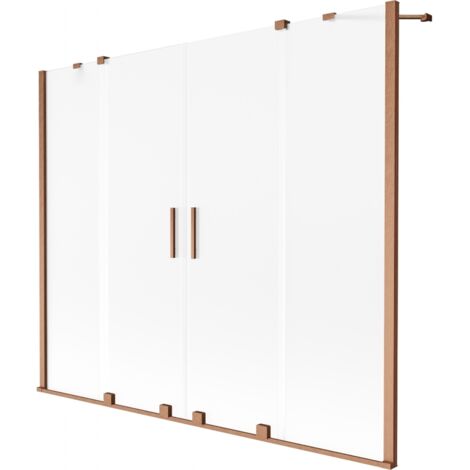 Mexen Velar Duo Badewannenabtrennung 2-flügelig, 180 x 150 cm, Frost, gebürstetes Kupfer - 896-180-000-32-65 (1/2)