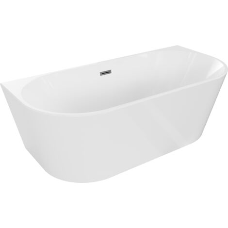 Mexen Oval freistehende Wandbadewanne 180 x 80 cm, weiß, Überlauf in Gun Metal - 52671808000-95