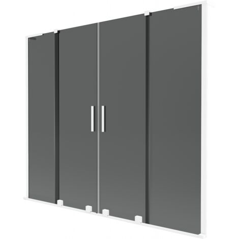 Mexen Velar L Duo Badewannenabtrennung 2-flügelig verschiebbar 200 x 150 cm, grafit, weiß - 896-200-003-42-20 (1/2)