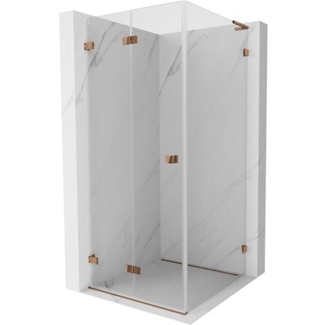 Mexen Lunar-F L klappbare Duschkabine links 90 x 90 cm, transparent, Roségold - 836L-090-090-60-00-L (1/5)