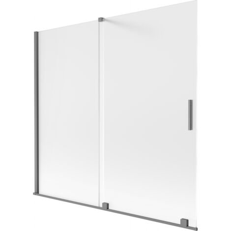 Mexen Velar 2-flügelige, verschiebbare Badewannenwand 170 x 150 cm, matt, Gun Metal - 896-170-000-31-95