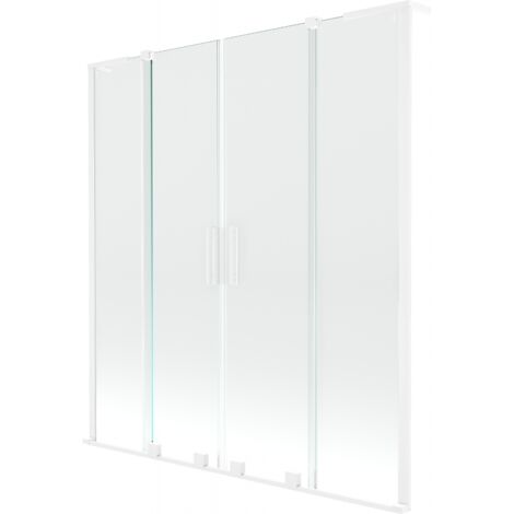 Mexen Velar L Duo Badewannen-Schutzwand, 2-flügelig, verschiebbar, 150 x 150 cm, transparent, weiß - 896-150-003-02-20 (1/2)
