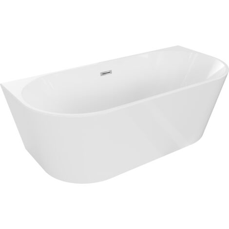 Mexen Oval freistehende Wandbadewanne 180 x 80 cm, weiß, mit Überlauf aus Chrom - 52671808000-01