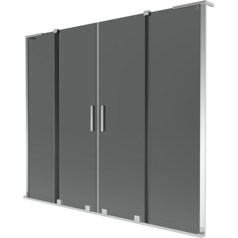 Mexen Velar L Duo Badewannenabtrennung 2-flügelig, verschiebbar 200 x 150 cm, Graphit, Chrom - 896-200-003-42-01 (1/2)