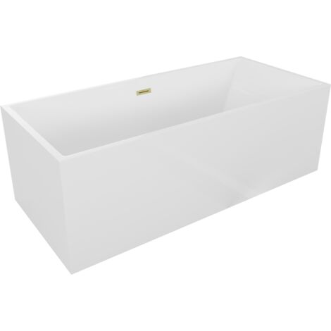 Mexen Vigo freistehende Badewanne 178,5 x 80 cm, weiß, Ablauf in gebürstetem Gold - 51251788000-55