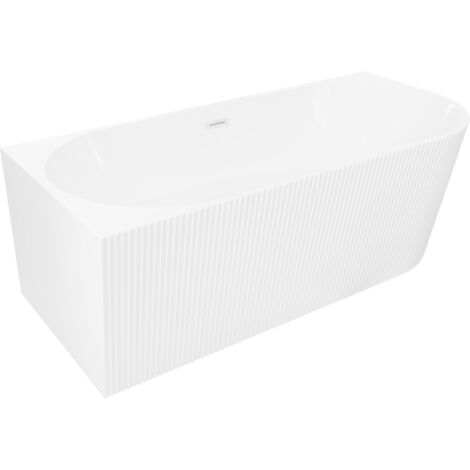 Mexen Silo freistehende Eckbadewanne links geriffelt 170 x 80 cm, weiß, Überlauf weiß - 52891708000L-20