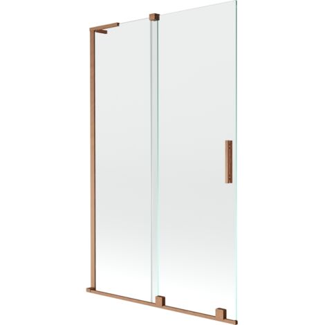 Mexen Velar L Badewannenabtrennung 2-flügelig verschiebbar 110 x 150 cm, transparent, gebürstetes Kupfer - 896-110-003-01-65 (1/2)