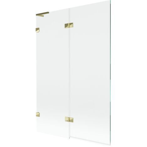 Mexen Lunar L Duschabtrennung 2-flügelig links 120 x 150 cm, transparent, gold - 897L-120-100-50-00-L