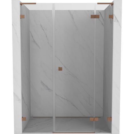 Mexen Lunar L Duschwand nach außen öffnend rechte Seite 150 cm, transparent, gebürstetes Kupfer - 834SL-150-050-65-00-P (1/5)