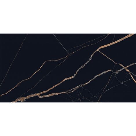 Mexen Fossil Black, glasiertes, rektifiziertes Feinsteinzeug G1, Boden- und Wandfliese 120 x 60 cm, Hochglanz - TL213-120-060-00