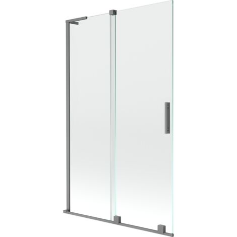Mexen Velar L Badewannenabtrennung 2-flügelig verschiebbar 110 x 150 cm, transparent, Gunmetal - 896-110-003-01-95 (1/2)