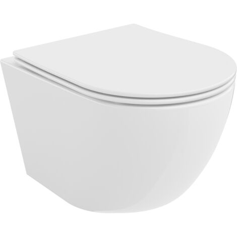 Mexen Lena WC-Schüssel Rimless Tornado mit langsam schließendem Sitz slim, Duroplast, weiß glänzend - 30220400T