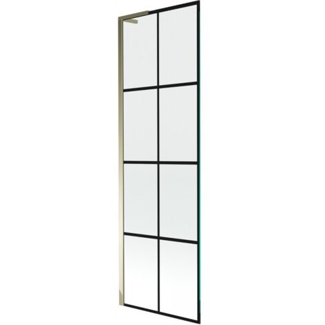 Mexen Next L Badewannenfaltwand 1-flügelig 60 x 150 cm, schwarzes Muster, gold - 895-060-000-03-77-50
