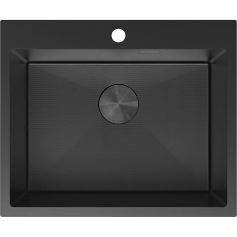 Mexen Solix Spüle aus Edelstahl, 1-Becken, 600 x 500 mm, schwarz HC - 6408601000-70HC