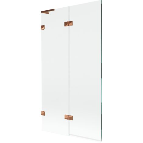 Mexen Lunar L Wannenwand 2-flügelig links 100 x 150 cm, transparent, Roségold - 897L-100-100-60-00-L