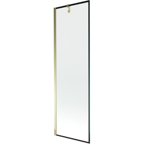 Mexen Next 1-Flügel-Badewannenwand 60 x 150 cm, Schwarzes Design, Gold - 895-060-000-00-70-50