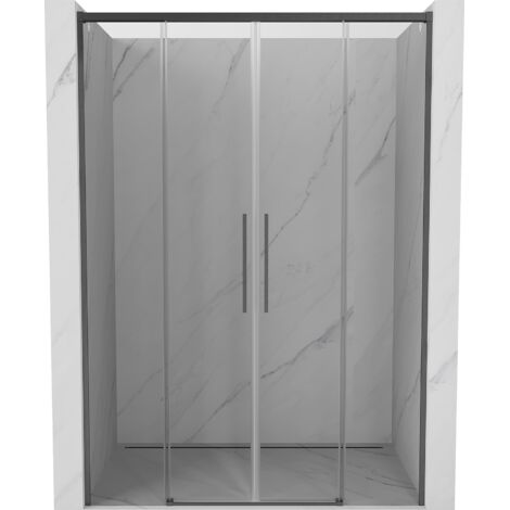 Mexen Rox Schiebetür-Duschwand 150 cm, transparent, gebürstetes Gun Gray - 8C2-150-002-66-00