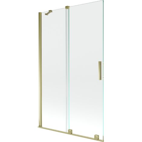 Mexen Velar 2-Flügel-Badewannenwand Regulierbare 110 x 150 cm, transparent, Gold - 896-110-000-01-50