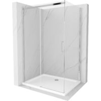 Mexen Omega ausziehbare Duschabtrennung 110 x 100 cm, Transparent, Chrom + Duschwanne Flat - 825-110