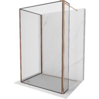 Mexen Kioto Walk-in Duschwand 140 x 90 x 40 cm, schwarzes Muster, roségold - 800-140-090-221-60-70-0