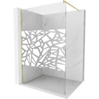 Mexen Kioto Duschabtrennung Walk-in 140 x 200 cm, weißes Muster 8 mm, gebürstetes Gold - 800-140-101