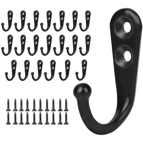 20 Ganci Appendiabiti Da Parete In Lega Di Zinco - Stile Retrò Nero, Per Vestiti, Cappelli, Borse - Foto 3