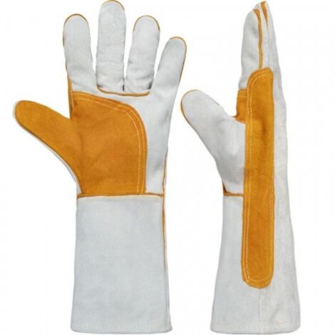 Guanti Da Lavoro In Pelle Resistenti - Antiscivolo, Isolamento Termico Per Saldatura E Giardinaggio (Bianco) - 3