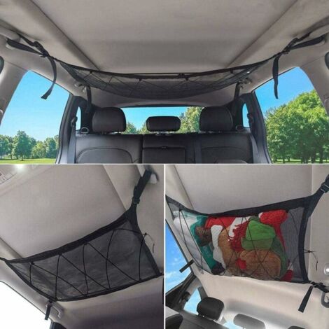 Rete portaoggetti a soffto triangolare rete a rete a doppio strato Anti-caduta SUV Roof Organizer borsa portaoggetti per interni auto regolabile 2024  34