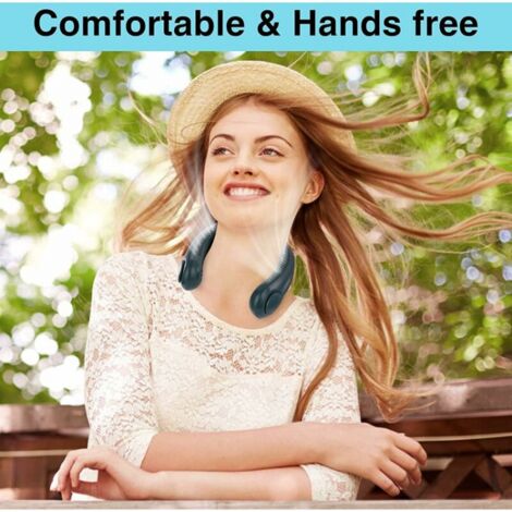 Ventilatore da collo portatile - 5000mAh Batteria ricaricabile Neck Fan, USB e display di alimentazione a LED, Ventilatori personali pieghevoli a mani libere per viaggi all'aperto Campeggio|Nero