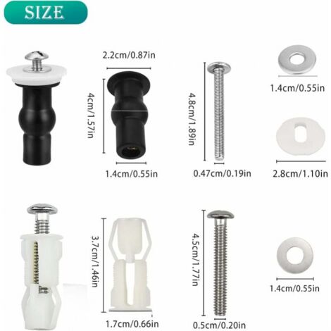 3 Paia Viti E Dadi Per Riparazione Sedile WC – Kit Fissaggio Universale In ABS - 2