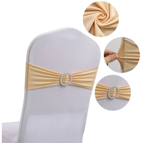 100 Fasce Elastiche Per Sedie In Spandex Con Fibbia – Oro, Per Matrimoni E Feste