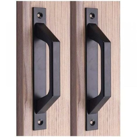 2 maniglie nere da 200 mm, kit di foratura, maniglie per porte a battente, maniglie per porte scorrevoli in alluminio