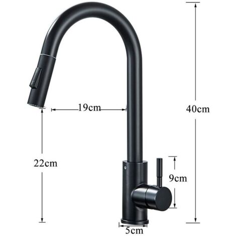 Rubinetto Bagno A Cascata TRIPHIL – Estrattibile 3 Modalità (Getto/Spazzola/Cascata), Nero E Oro, Con Scarico Pop-Up - 2