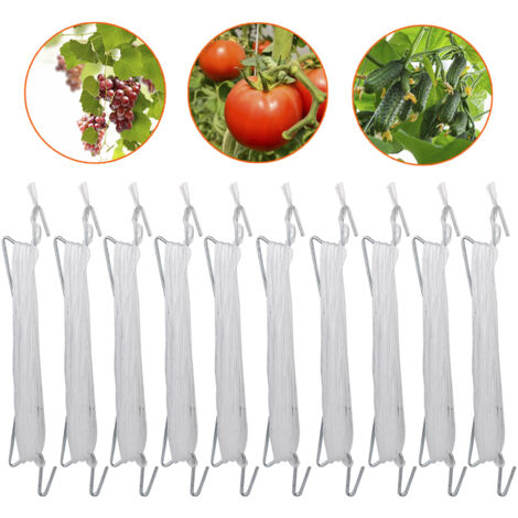 70 Ganci Per Pomodori Con Corda E Clip – Kit Supporto Piante Con Spago 10 M, Per Pomodori, Cetrioli E Viti, Riutilizzabili