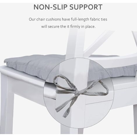 Wellsin Cuscini Sedia Pranzo 39x39 Cm – Memory Foam Con Lacci, Antiscivolo Grigio Scuro (Confezione Da 2) - 3
