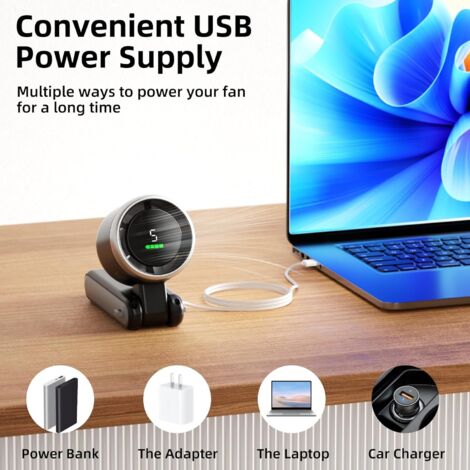 Mini Ventilatore Portatile A Batteria Ricaricabile Usb Da Tavolo Viaggio Con Led