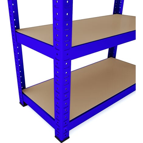 2 Scaffali In Metallo E MDF Scaffale Ad Alta Portata Fino a 875 kg Con 5 Ripiani Regolabili Ideale Per Garage Officina Cantina Capannone Magazzino Design Modulare 180 x 90 x 40 cm (Blu)
