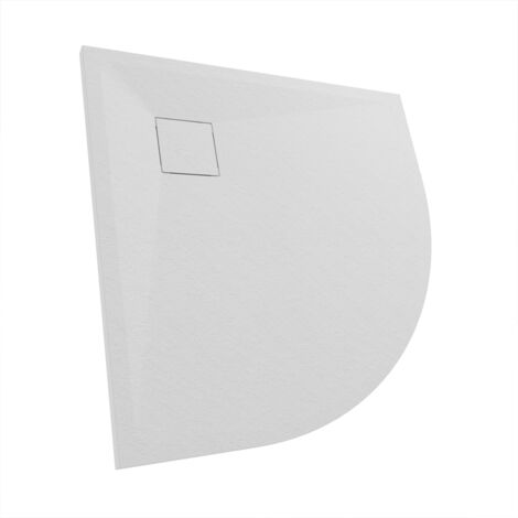 Receveur de douche semi-circulaire 80x80 cm Couleur blanche Effet pierre Découpe et glissement Hauteur 2,6cm Mod. Samos (1/3)