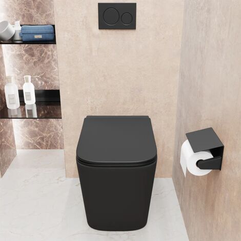WC encastré en céramique noir mat avec siège à fermeture progressive Mod. Londra