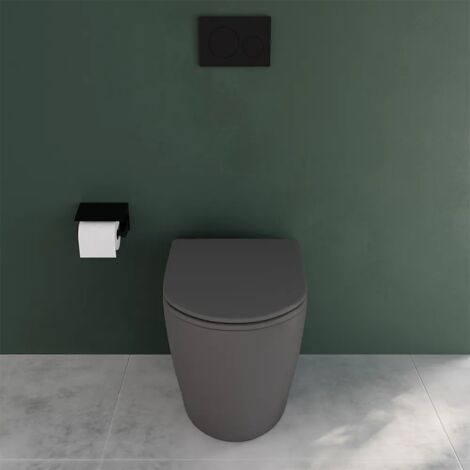 WC encastré sans rebord en céramique grise mate avec abattant Soft-close Mod. Europa Small
