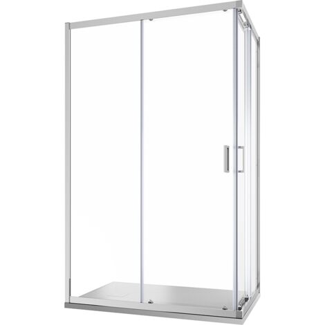 Cabine de douche coulissante 80x80 cm Profilés en aluminium chromé Verre transparent 6 mm h185 - Réversible Mod. Tonga
