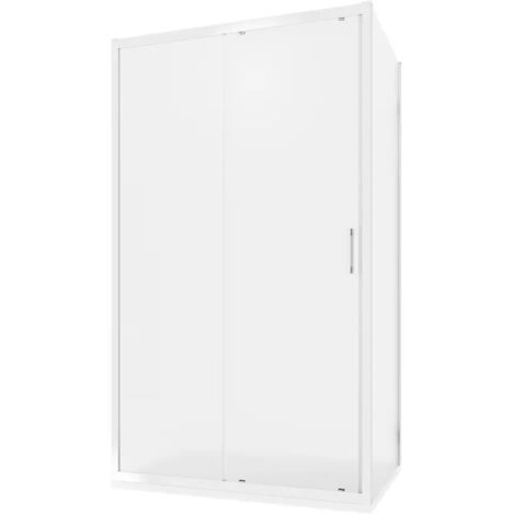 Cabine de douche 80x150 cm Porte coulissante et paroi fixe Profilés en aluminium chromé Verre trempé 6mm opaque avec traitement Easy-clean h198 - Réversible Mod. Tahiti (1/5)