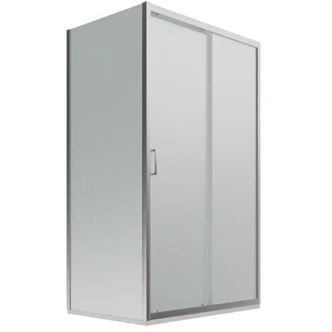 Cabine de douche 70x100 cm Porte coulissante et paroi fixe Profilés en aluminium chromé Verre opaque 6mm h190 - Réversible Mod. Lipari (1/5)