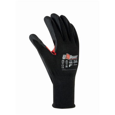 U-Power Flynt Guanti Lavoro Antinfortunistica Nylon Touchscreen Nero Rosso 10/XL