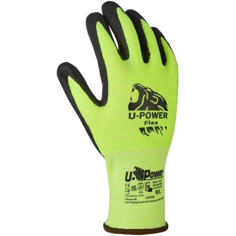 U-Power Flex Guanti Lavoro Antinfortunistica Nylon Touchscreen Verde 7/S