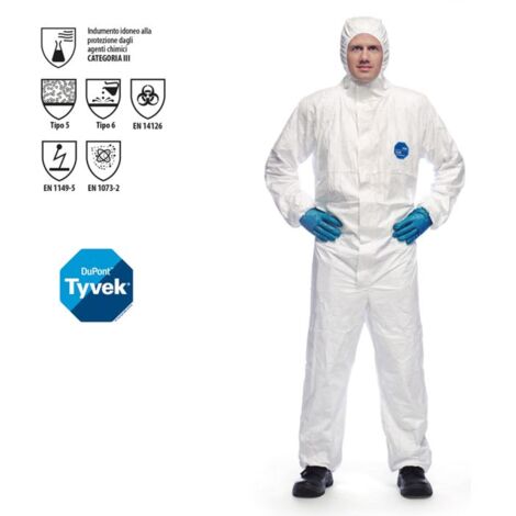 Dupont 1101203 Tuta Da Lavoro Monouso TYVEK 500 XPERT III Cat. Bianca XL