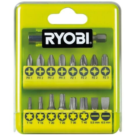 Ryobi RAK17SD Kit 17 Bits Avvitatura 1/4" PH PZ T Porta Inserto 60mm (1/4)