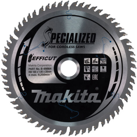 Makita B-69864 Lama Efficut TCT Sega Circolare 165x20mm • 60 Denti 1,85mm Legno (1/4)